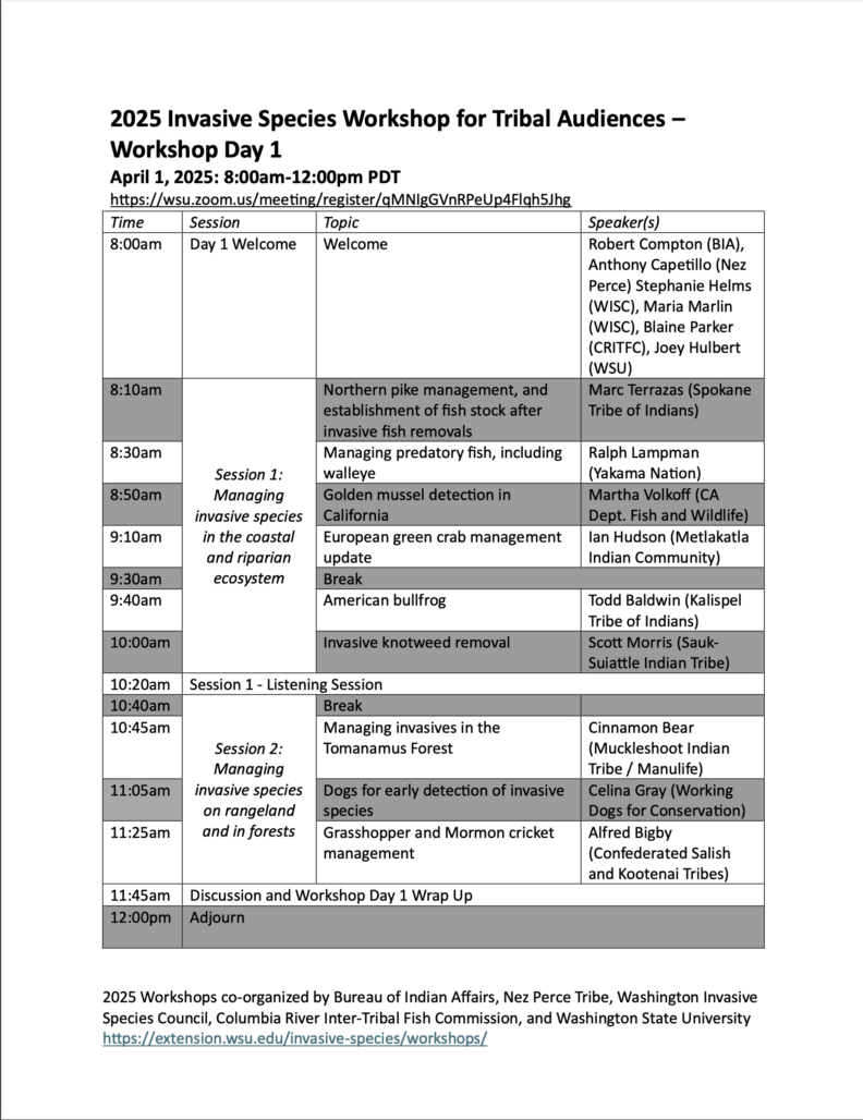 2025 Workshop Agenda Day 1 Screenshot